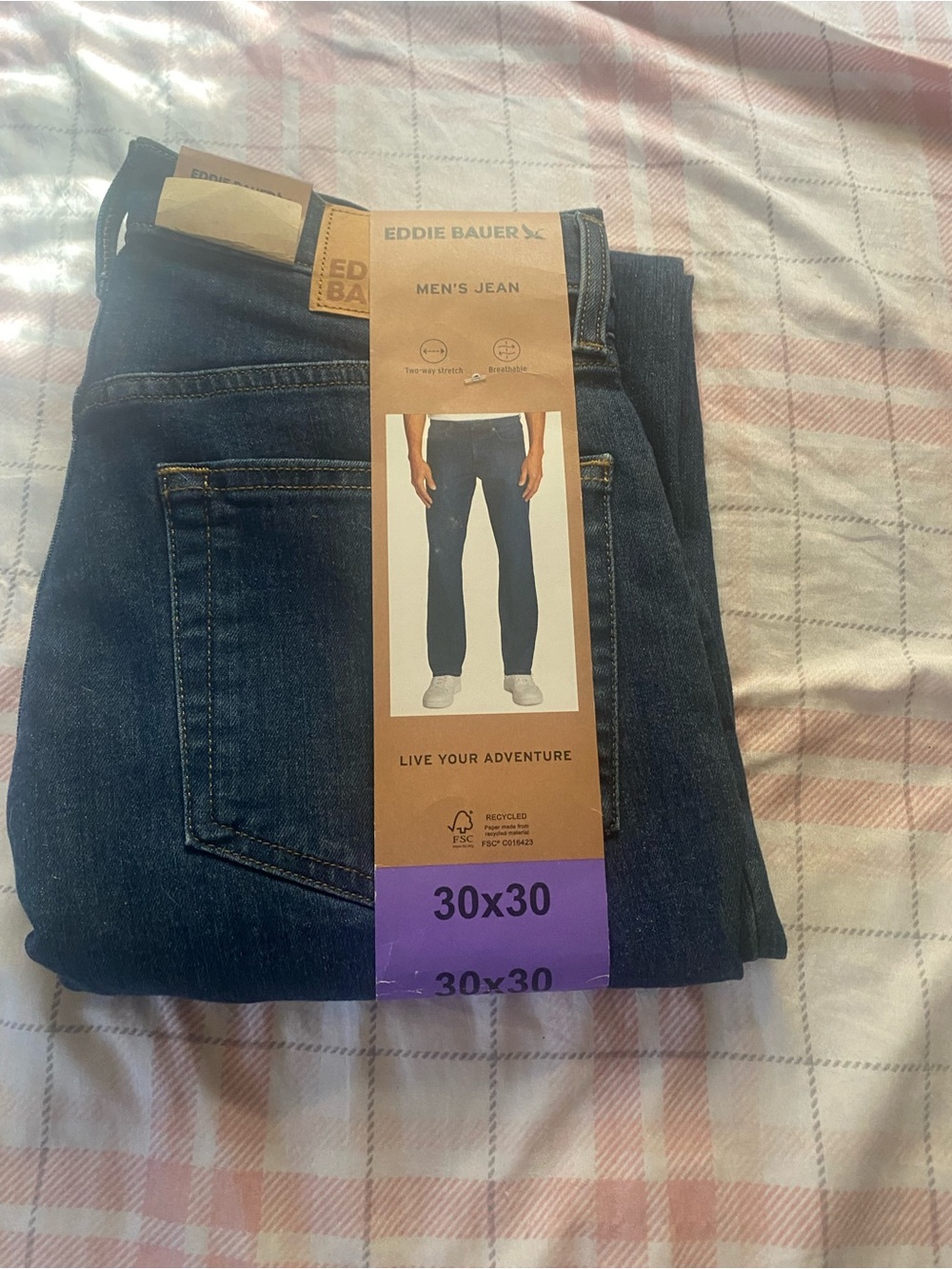 Eddie Bauer Men's Straight Dark Blue Jeans
